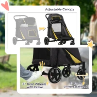 PawHut Foldable Pet Stroller, with Universal Wheels, Shock Absorber, for Medium and Large Dogs - Grey(m-6)