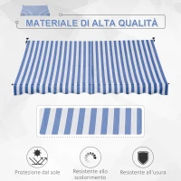 Outsunny Tenda da Sole a Bracci 3x1.5m con Manovella e Struttura Telescopica, Bianco e Blu(m-5)