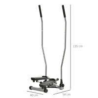 HOMCOM Stepper Fitness con Maniglia e Bande Elastiche, Stepper con Monitor LCD per Allenamento a Casa e Palestra, Argento(m-3)