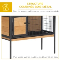 PawHut Cage à lapins en bois sur pieds, clapier pour rongeurs, cochons d'inde avec toit ouvrable - dim. 91,5L x 45l x 70H cm(m-7)