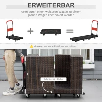 DURHAND Transportwagen, Sackkarre, klappbar, 150 kg belastbar, Stahl, 70 cm x 52,5 cm x 90 cm, Schwarz + Rot(m-6)