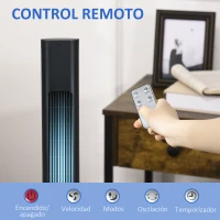 HOMCOM Ventilador de Torre con Mando a Distancia Oscilación de 75° Temporizador 3 Velocidades 3 Modos Ø18x78,5 cm Negro(m-7)