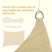 Outsunny Vela Ombreggiante Rettangolare 4x3 m Beige in HDPE con Accessori e Borsa da Viaggio Inclusi(m-5)