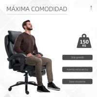 Vinsetto Silla de Oficina Ergonómica Silla de Escritorio Ajustable en Altura con Respaldo Inclinable hasta 130° Función Basculante y Resposapiés Retráctil Acero 65,5x79x112-118 cm Negro(m-7)