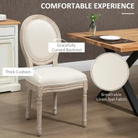 HOMCOM Set of Two French-Inspired Wooden Dining Chairs - Cream(m-5)