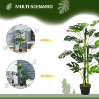Outsunny 100cm/3.3FT Artificial Monstera Tree Decorative Cheese Plant 21 Leaves with Nursery Pot, Fake Tropical Palm Tree for Indoor Outdoor Décor, Set of 2(m-5)