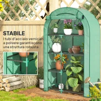 Outsunny Serra a Parete a 4 Livelli con Porta a Cerniera, in Acciaio e PE, 100x45x160 cm, Verde(m-7)