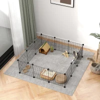 PawHut Parque Metálico para Animales Pequeños de 12 Paneles Desmontable Diseño DIY para Erizo 140x70x35 cm Negro(m-9)