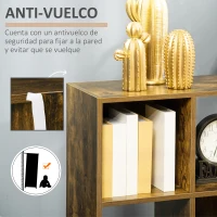 HOMCOM Estantería para Libros Librería de Madera de 3 Niveles con 6 Compartimentos de Almacenaje para Baño Oficina Estudio Salón Antivuelco 60x30x93 cm Marrón Rústico(m-5)