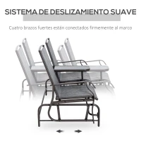 Outsunny Mecedora de 2 Plazas Banco Balancín Tipo Silla Basculante de Jardín o Patio de Metal y Tela Texteline para Exterior 147x78x101,5 cm(m-4)