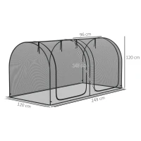 Outsunny 2,49 x 1,2 m Gartennetz, Pflanzenschutzzelt mit Tür, Winddichtes Schädlingsschutznetz mit Stahlrahmen, Schwarz(m-3)