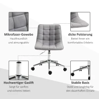 Vinsetto Bürostuhl Drehstuhl Schreibtischstuhl höhenverstellbar 360° drehbar Mikrofaser Schaumstoff Hellgrau 60x 60x90 cm(m-7)