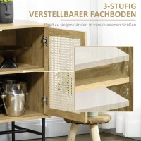 HOMCOM Sideboard Aufbewahrungsschrank Wienergeflecht Wohnzimmerschrank,120 cm x 38 cm x 76,2 cm, Natur(m-5)