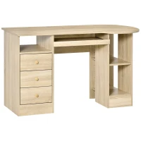 HOMCOM Scrivania da PC per Ufficio con Scaffali, Cassetti e Ripiano Testiera in Legno, 125x60x74cm(m-1)