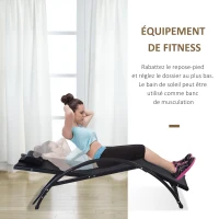 Outsunny Bain de Soleil transat Chaise Longue Fauteuil relax Jardin Design Contemporain inclinable Multi-Positions Repose-Pied réglable tétière icluse alu textilène Noir(m-4)