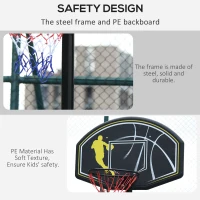 HOMCOM Portable Basketball Hoop Stand Fully Adjustable (1.9m-3.05m) PE Backboard Outdoor Adult Teen Senior Fun Sports Games with Wheels(m-5)