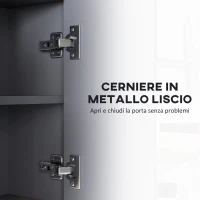 HOMCOM Specchiera Bagno a 3 Ante con Armadietto 8 Vani e Ante Ammortizzate, 80x20x60 cm, Grigio(m-7)