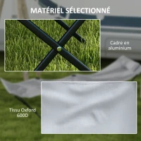 Outsunny Lot de 2 Bains de soleil transats pliables chaises longues avec poche latérale, appui-tête en Oxford gris(m-5)