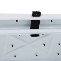HOMCOM Escabeau pliable 3 marches XL antidérapantes double garde corps hauteur max. 1,31 m charge max. 150 Kg pochette outils intégrée acier blanc noir(m-5)