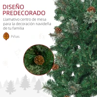 HOMCOM Árbol de Navidad 195 cm de 556 Ramas Árbol de Navidad Estrecho Forma de Lápiz con 25 Piñas Base Plegable Verde(m-6)