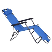 Outsunny Lettino Sdraio Pieghevole e Richiudibile da Giardino in Tessuto Oxford, 135x60x89cm - Blu(m-10)