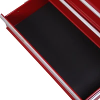 HOMCOM 5 Drawer Tool Box on Wheels, Lockable Steel Tool Cabinet with Side Handle, Red(m-8)