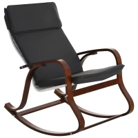 HOMCOM Rocking chair fauteuil à bascule grand confort coussin amovible coton gris bois eucalyptus(m-8)