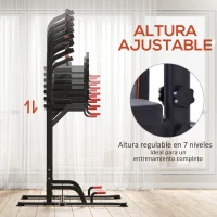 HOMCOM Máquina de Dominadas con Altura Ajustable Carga Máx. 120 kg para Entrenamiento Fitness 123x98x189-239 cm Negro y Rojo(m-6)