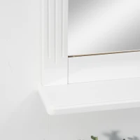 kleankin Wandspiegel mit 1 Regal Modernes Design platzsparend MDF Glas Weiß(m-8)
