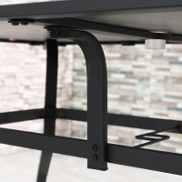 Outsunny 7 Pieces Garden Dining Set, 6 Seater Garden Table and Chairs with Parasol Hole, Outdoor Furniture Armchairs and Stone-like Plastic Top Table with Breathable Mesh Fabric Seat, Grey(m-9)