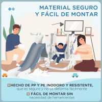 AIYAPLAY Juego de Tobogán y Columpio para Niños 3 en 1 Columpio para Niños de 18-48 Meses Carga 30 kg 150x185x92 cm Blanco y Azul(m-6)