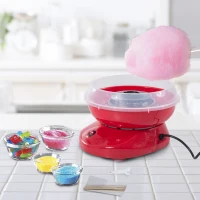 HOMCOM Macchina per Zucchero Filato in PP, Acciaio Inox e Alluminio 450W 27 x 26 x 18cm Rosso(m-5)