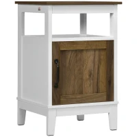 HOMCOM Comodino con Armadietto e Ripiano in Truciolato dallo Stile Rustico, 38.5x35x59.7cm, Bianco(m-10)