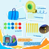 Outsunny Aufblasbare Hüpfburg mit Rutsche, Hüpfecke, Wasserbecken, Wasserdüsen, 330 x 280 x 200 cm(m-7)