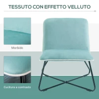 HOMCOM Poltrona in Velluto Stile Nordico Senza Braccioli con Base in Metallo Incrociata, 55x69x68cm, Verde(m-6)
