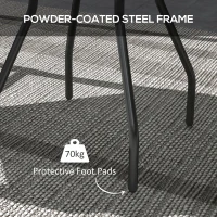 Outsunny Φ60 Garden Table, with Glass Printed Tabletop - Brown(m-5)