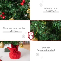 HOMCOM Mini-Weihnachtsbaum Weihnachtsdekoration Weihnachtsdeko, inkl. Weihnachtskugeln und LED-Lichter 60 cm, Mehrfarbig(m-5)