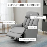 HOMCOM Aufstehsessel Relaxsessel Fernsehsessel, inkl. Kabelfernbedieung, 1 Seitentasche,  80 x 94 x 104 cm, Grau(m-4)