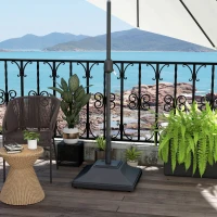 Outsunny 60kg Water/Sand Fillable Parasol Base, with Wheels - Black(m-2)