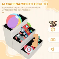 PawHut Escalera para Mascotas de 3 Peldaños Plegable con Tapas Abatibles y Espacio de Almacenamiento 3 Escalones de Perros Gatos Pequeños para Cama Sofá 40x54x48 cm Blanco(m-5)