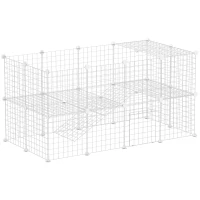 PawHut DIY 36 Panel Pet Playpen Metal Wire Fence for Chinchilla, Hedgehog, Bunny, Indoor, Outdoor Use, White(m-1)