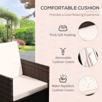 Outsunny 10 Seater Rattan Cube Garden Furniture Set with Parasol Hole, Rattan Dining Set with Cushions, Outdoor Dining Table and Chairs with Rectangular Glass Top Table for Patio, Mixed Brown(m-7)