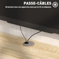 HOMCOM Meuble TV mural flottant suspendu support TV - étagère murale flottante - niche, passe-fils - chêne clair(m-4)