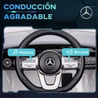 AIYAPLAY Coche Eléctrico para Niños de +3 Años Mercedes-benz AMG CLA 45 con Batería 12V Mando a Distancia Faros Música Blanco(m-6)
