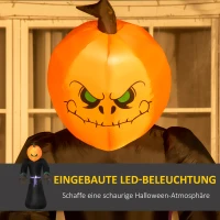 HOMCOM 210 cm Aufblasbar Kürbisgeist, Halloween Horror Deko mit LED Beleuchtung, Halloween-Dekoration, Wasserdichte Luftfigur, Polyester, für Indoor, Outdoor(m-4)