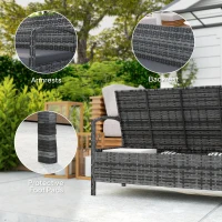 Outsunny 125L Storage Garden Bench, with Cushion - Grey(m-7)