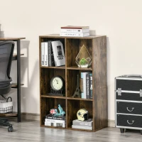 HOMCOM Six-Cube Bookcase - Rustic Brown Wood Effect(m-10)