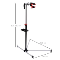 HOMCOM Bike Repair Stand Workstation, Bicycle Maintenance Workstand, Height Adjustable, with Tool Tray & 360° Rotating Adjustable Clamp for Home Mechanic Workshop(m-3)