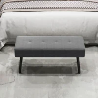 HOMCOM End of Bed Bench, Corduroy Bedroom Bench with Thick Padding and Steel Legs, Tufted Window Seat for Entryway, Living Room, Grey(m-8)