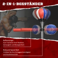 SPORTNOW Boxständer, höhenverstellbar, Reflexstange, Pratze, Speedball, befüllbarer Standfuß, 80,5 x 48 x 163-205 cm(m-4)